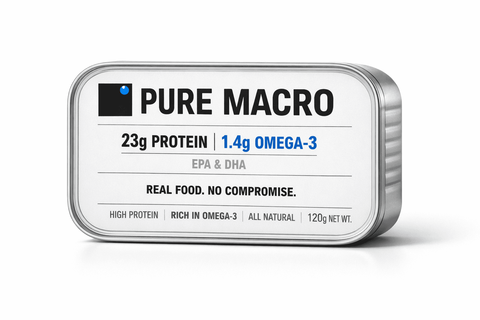 Pure Macro sardine can product shot.